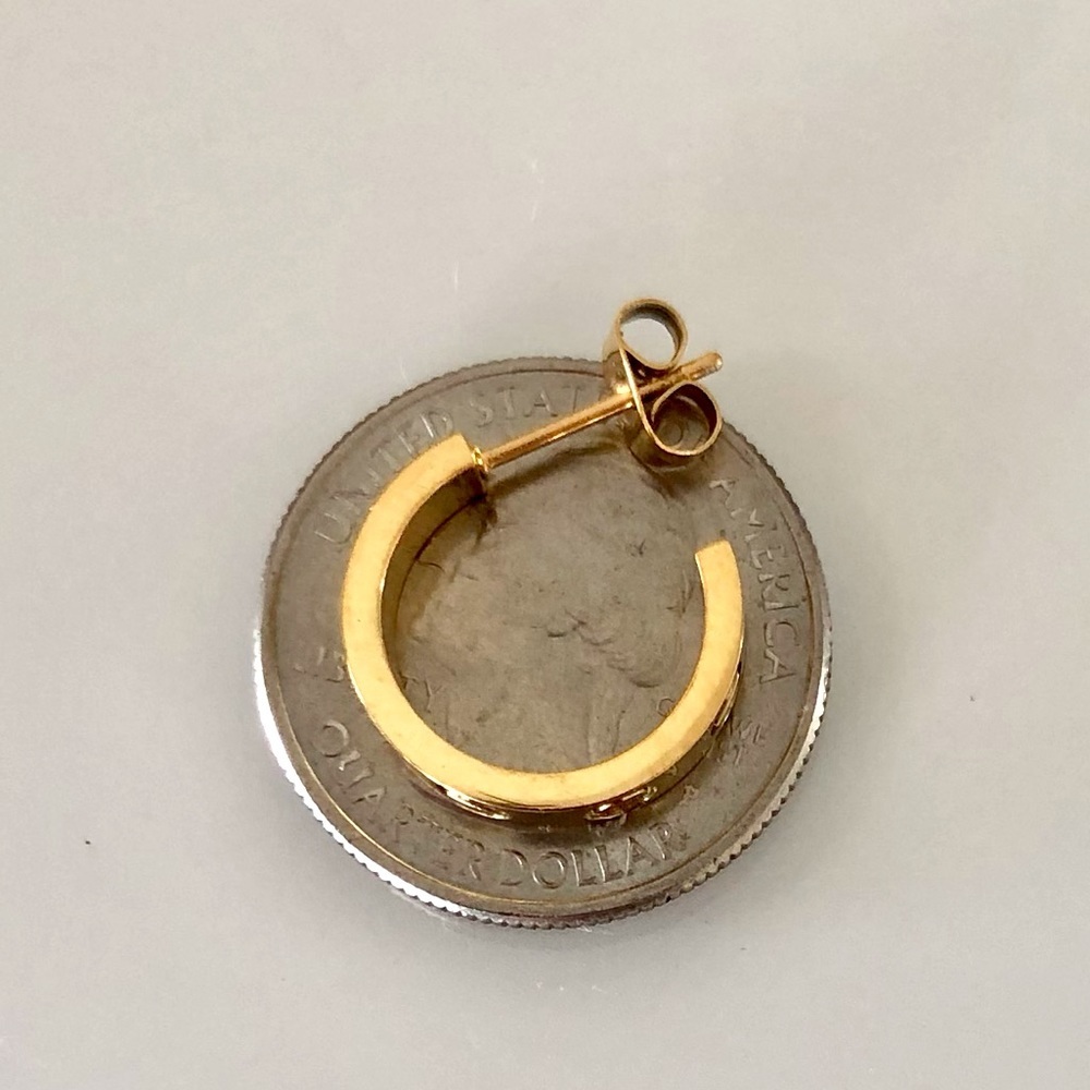 Gold Small Screw Hoop Earrings - Picture 7 of 14